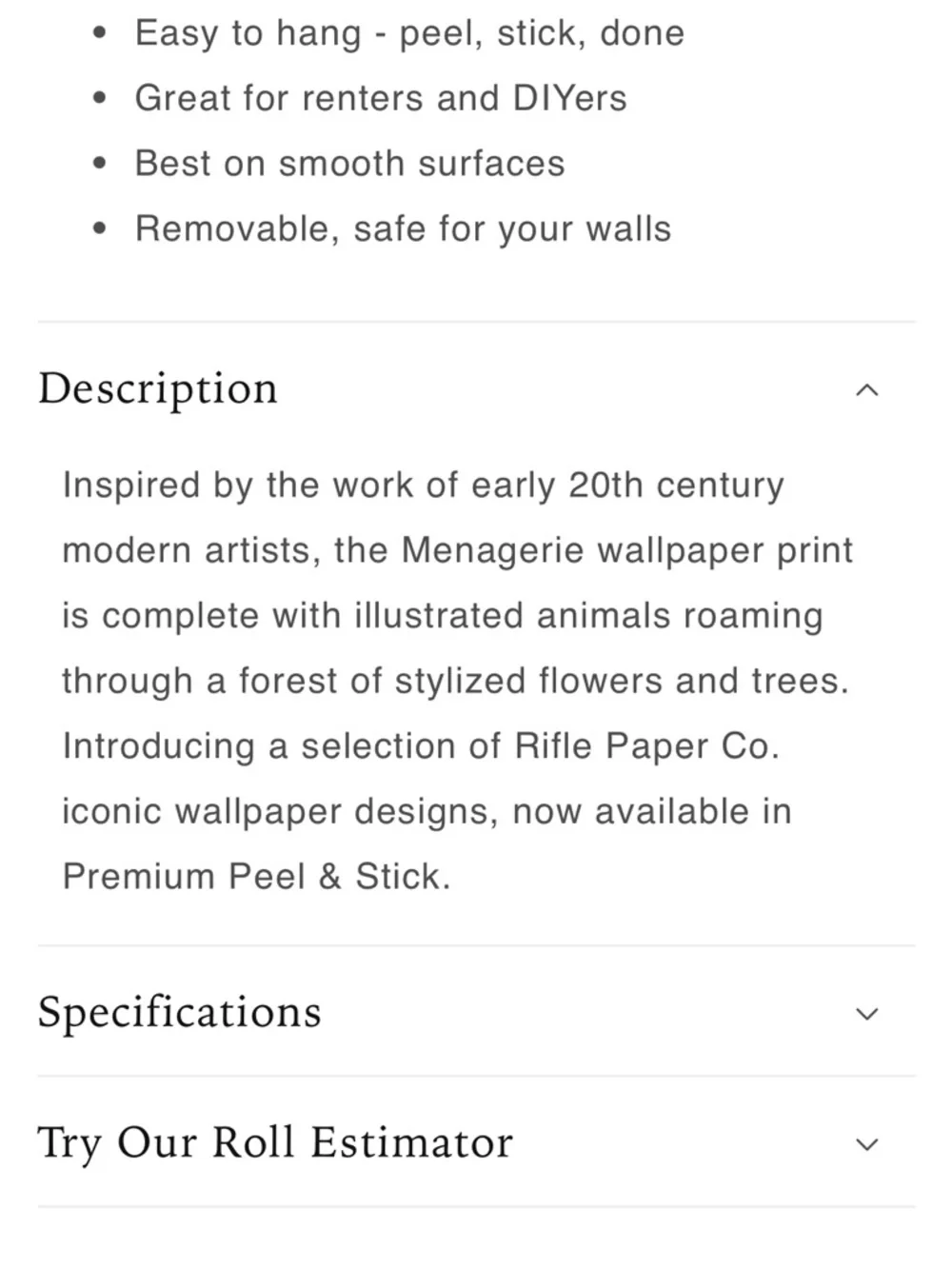 Rifle Paper Co and York, Peel & Stick Menagerie and Botanical Wallpaper